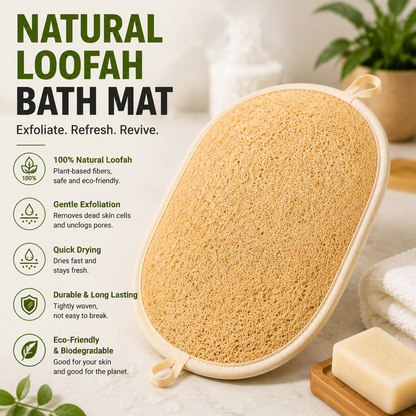 Natural loofah bath mat