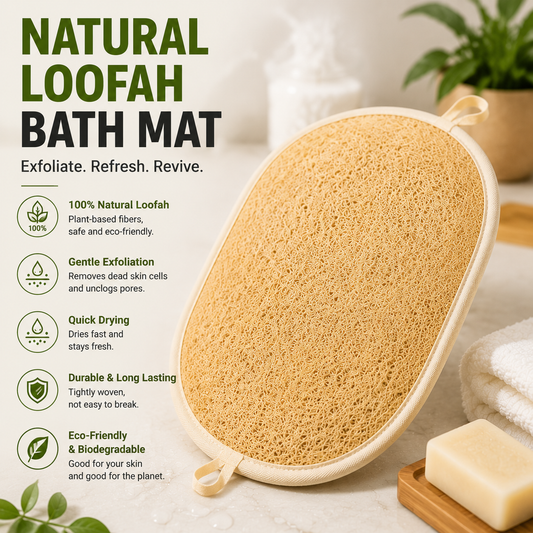 Natural loofah bath mat