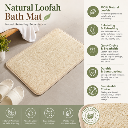 Natural loofah bath mat