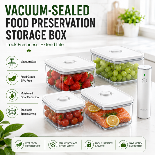 Vacuum-sealed food preservation storage box