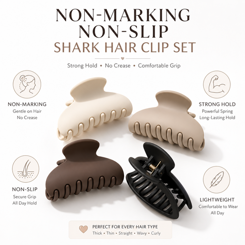 Non-Marking Non-Slip Shark Hair Clip Set | Strong Hold Hair Clips