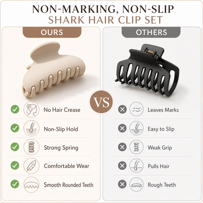 Non-Marking Non-Slip Shark Hair Clip Set | Strong Hold Hair Clips