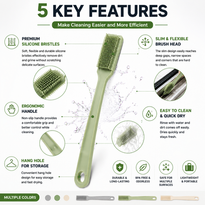 Multi-functional silicone cleaning brush for gaps