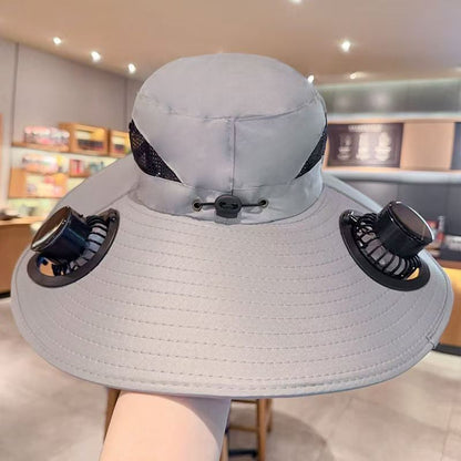 Beat the Heat with the 3-in-1 Cooling Fan Hat – Solar + USB Rechargeable | 360° Cooling | UPF50+ Protection
