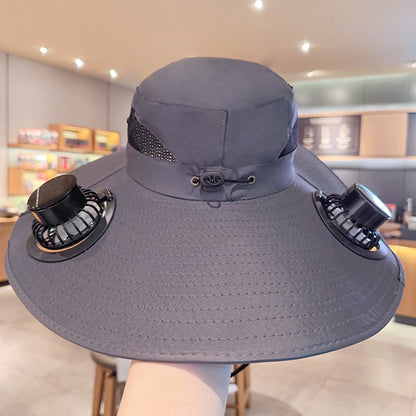 Beat the Heat with the 3-in-1 Cooling Fan Hat – Solar + USB Rechargeable | 360° Cooling | UPF50+ Protection