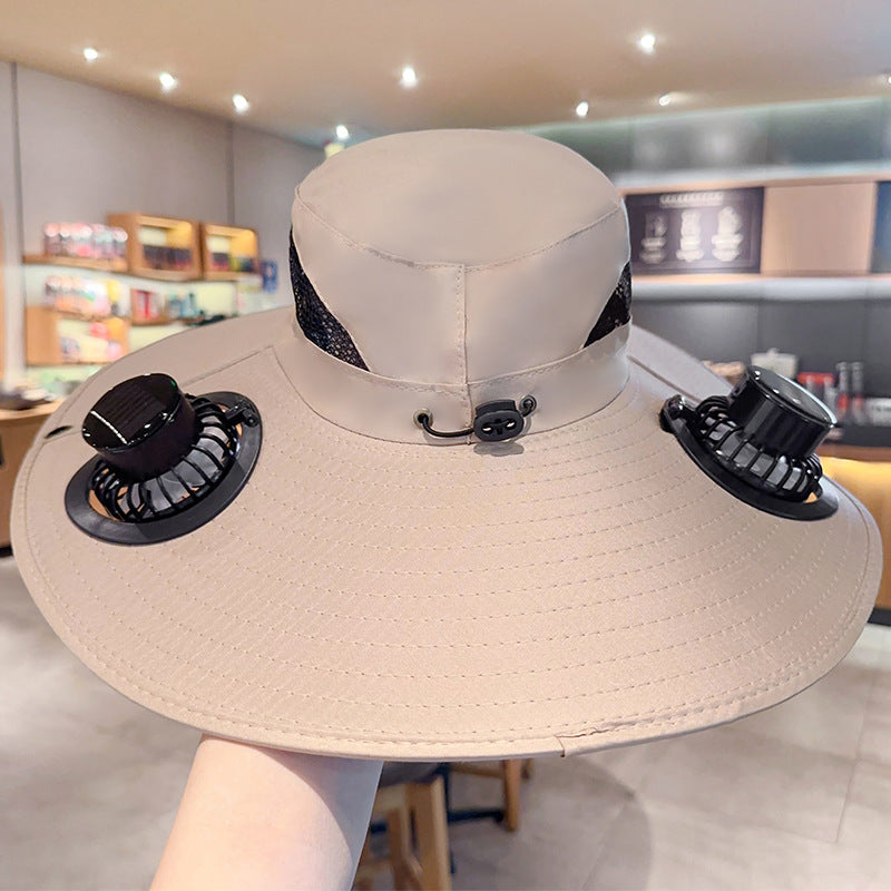 Beat the Heat with the 3-in-1 Cooling Fan Hat – Solar + USB Rechargeable | 360° Cooling | UPF50+ Protection